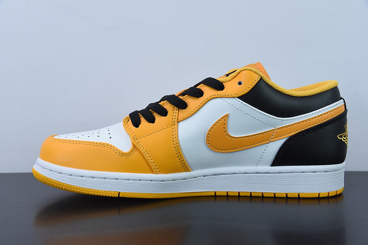 Air Jordan AJ1 Low 低帮系列 黑白黄出租车低帮休闲男士板鞋 553558-701