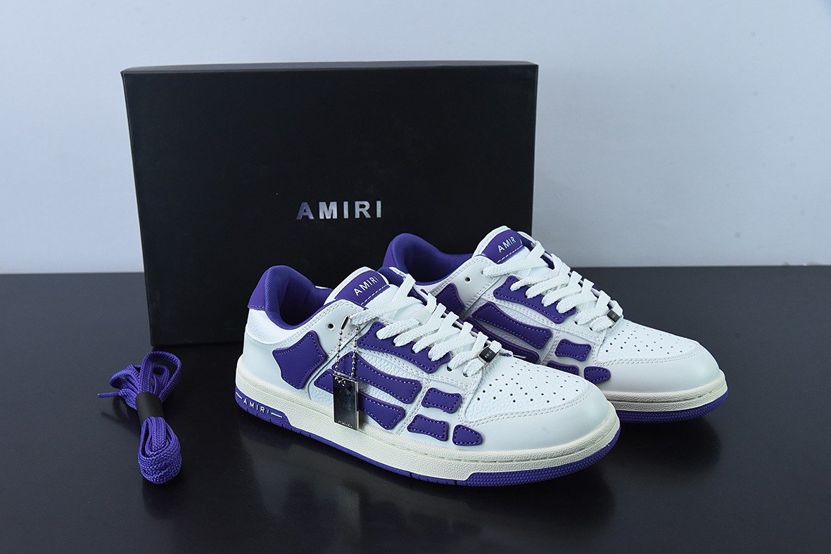 埃米尔 AMIRI Skel Top Hi Sneakers 骨骼低帮板鞋 白紫
