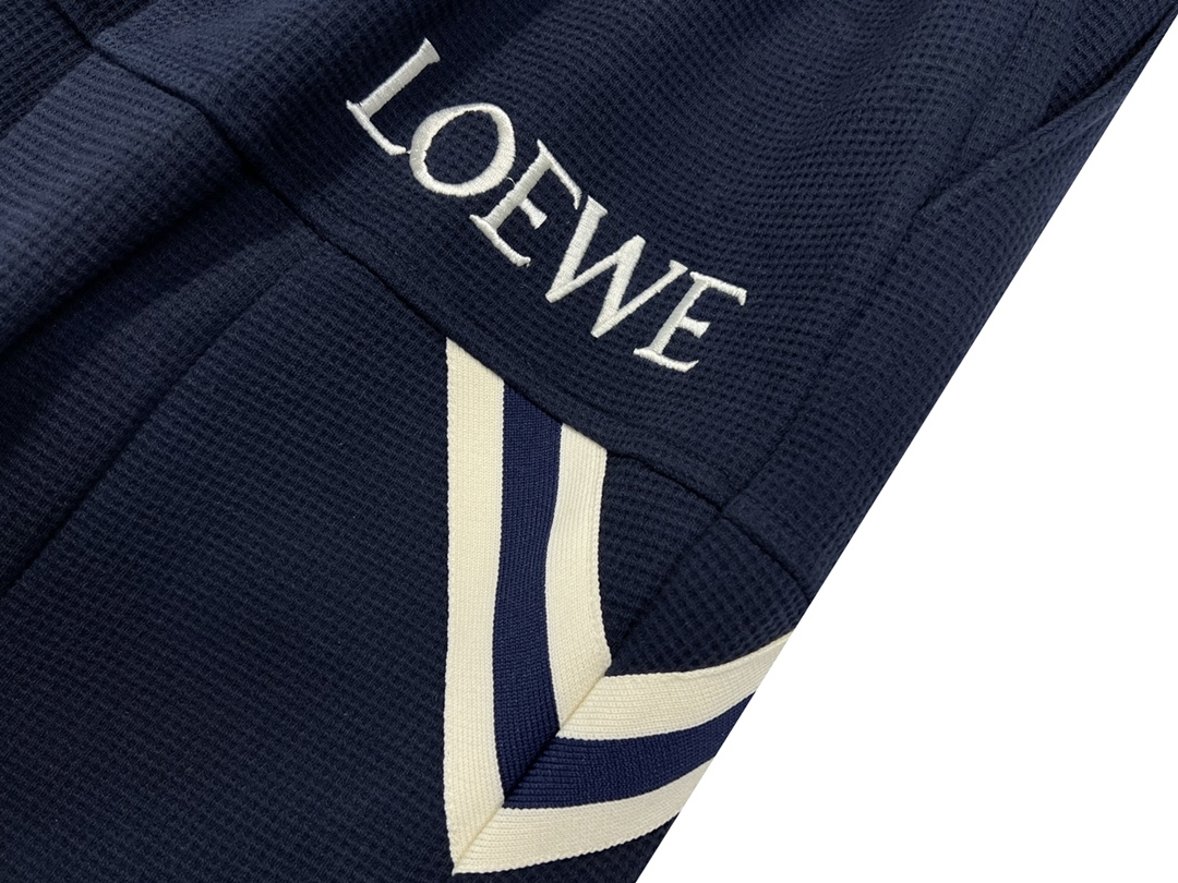 210 Loewe/罗意威新品华夫格拼接大口袋绣花织带休闲裤