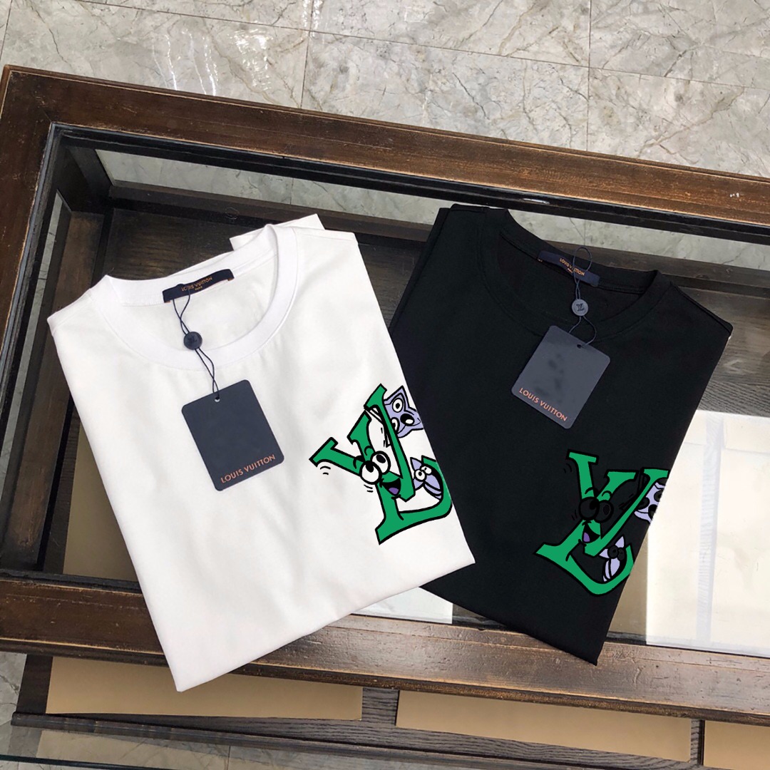 Louis Vuitton Clothing T-Shirt Buy High Quality Cheap Hot Replica
 Printing Combed Cotton Short Sleeve