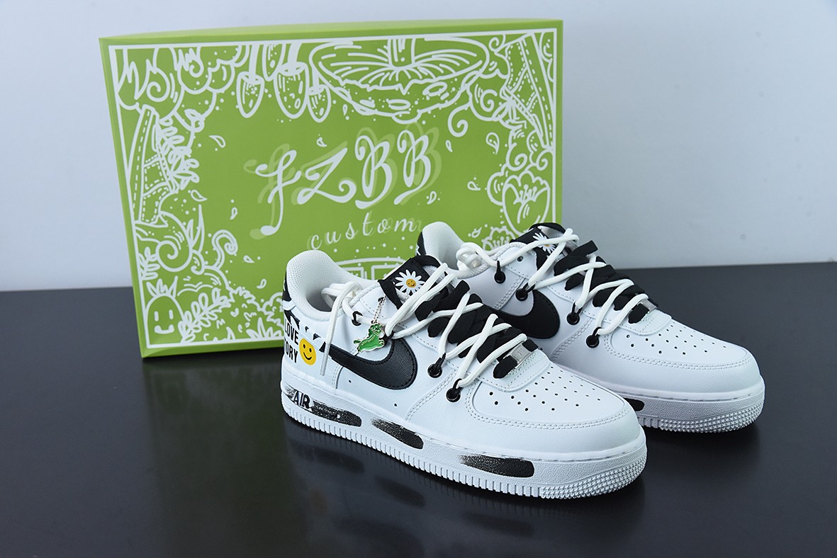Nike Air Force 1 Low 笑脸绑带创意定制空军一号低帮运动休闲板鞋 货号:CW2288-111