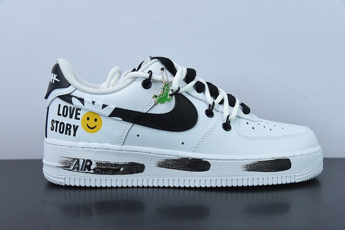 Nike Air Force 1 Low 笑脸绑带创意定制空军一号低帮运动休闲板鞋 货号:CW2288-111