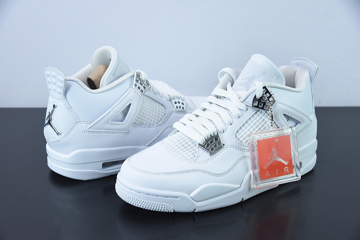 Air Jordan 4 Pure Money AJ4 乔4白银 纯白 白猫低帮休闲板鞋 308497-100