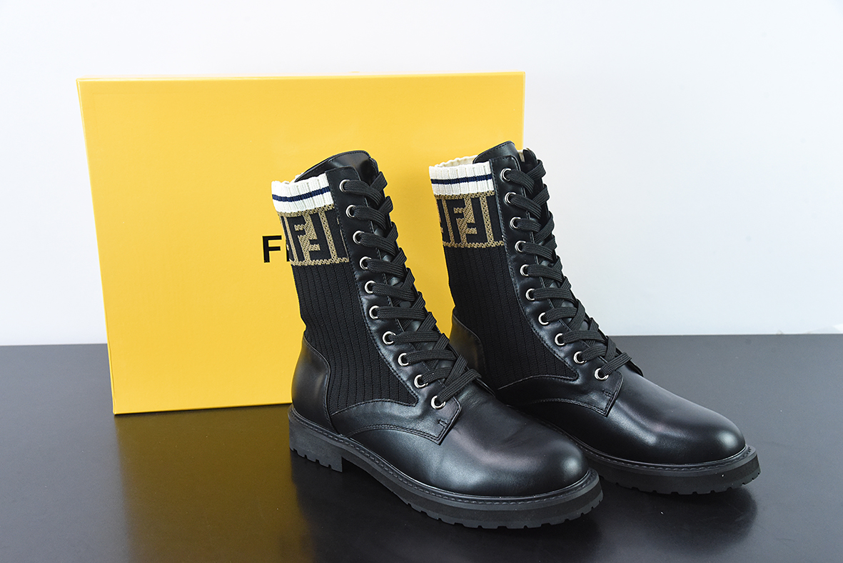 Fendi 芬迪 针织弹力马丁靴