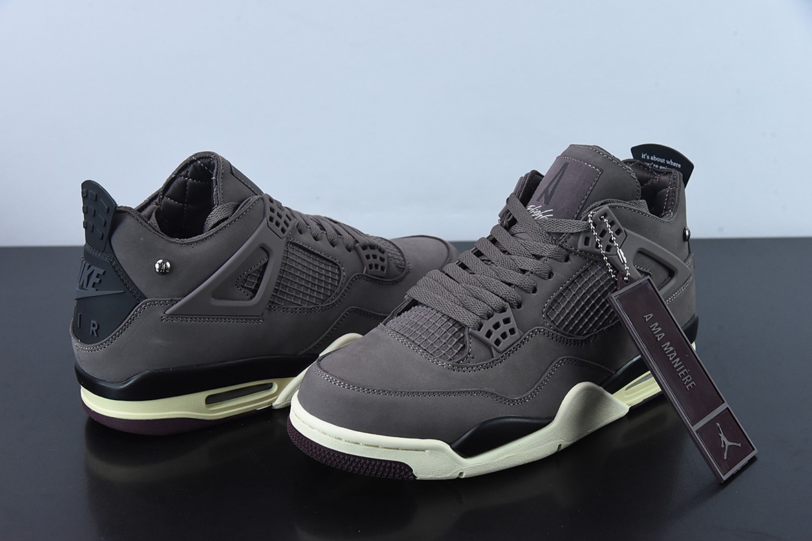A Ma Maniére x Air Jordan 4 "Violet Ore" AJ4 乔4联名款 酒红色男士运动鞋货号: DV6773-220