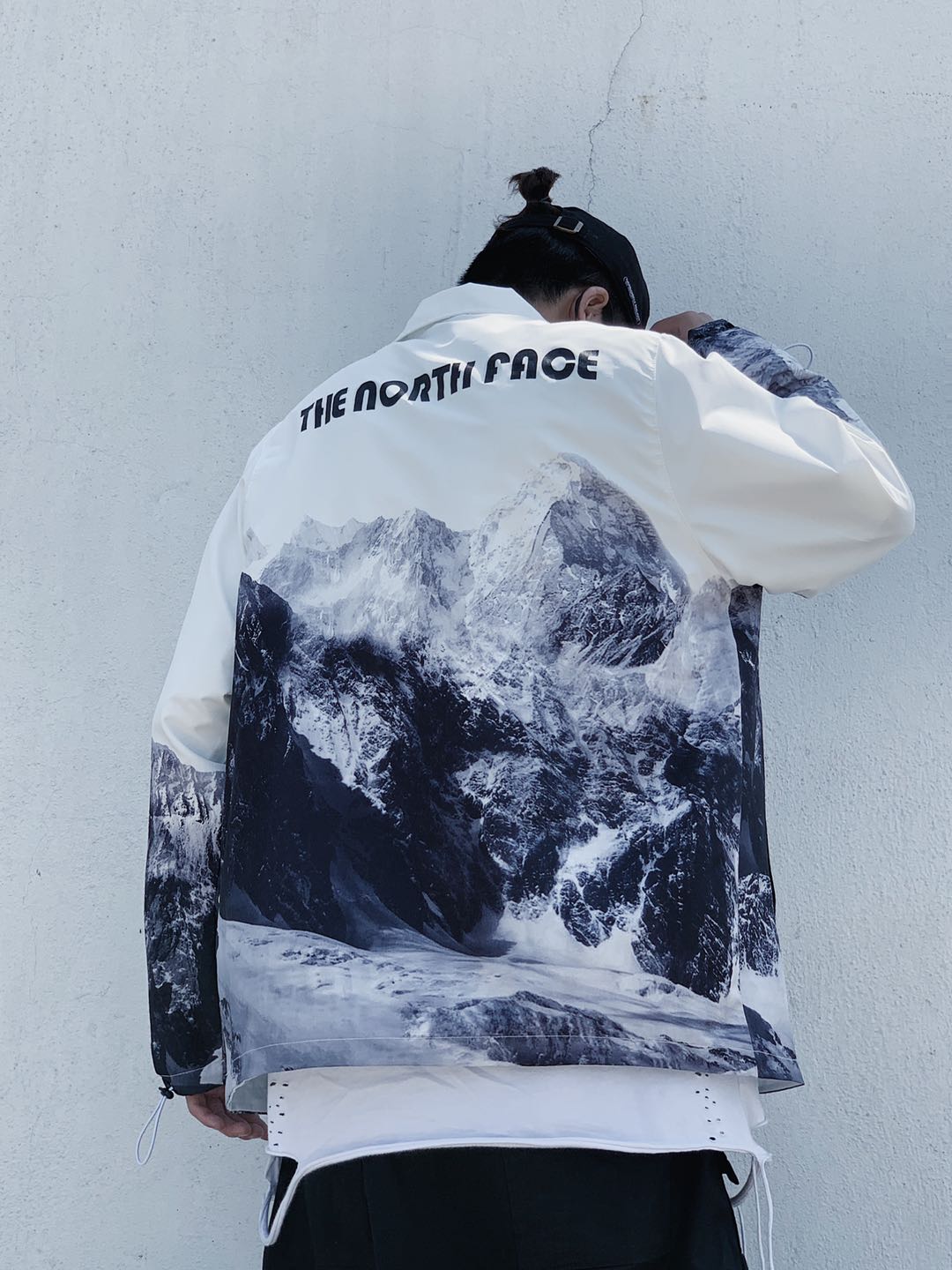 140 The North Face北面 20ss日本春季限定最新雪山水墨画系列教练夹克外套