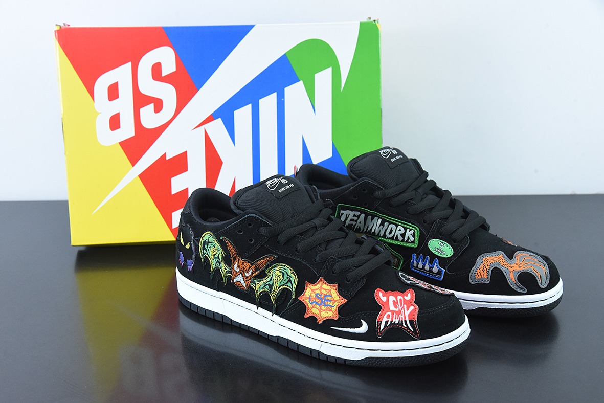 Neckface x Nike SB Dunk Low"Halloween"扣篮系列低帮休闲运动滑板板鞋“黑彩噩梦补丁”DQ4488-001