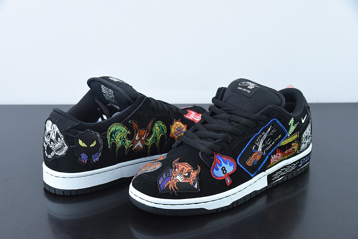 Neckface x Nike SB Dunk Low"Halloween"扣篮系列低帮休闲运动滑板板鞋“黑彩噩梦补丁”DQ4488-001