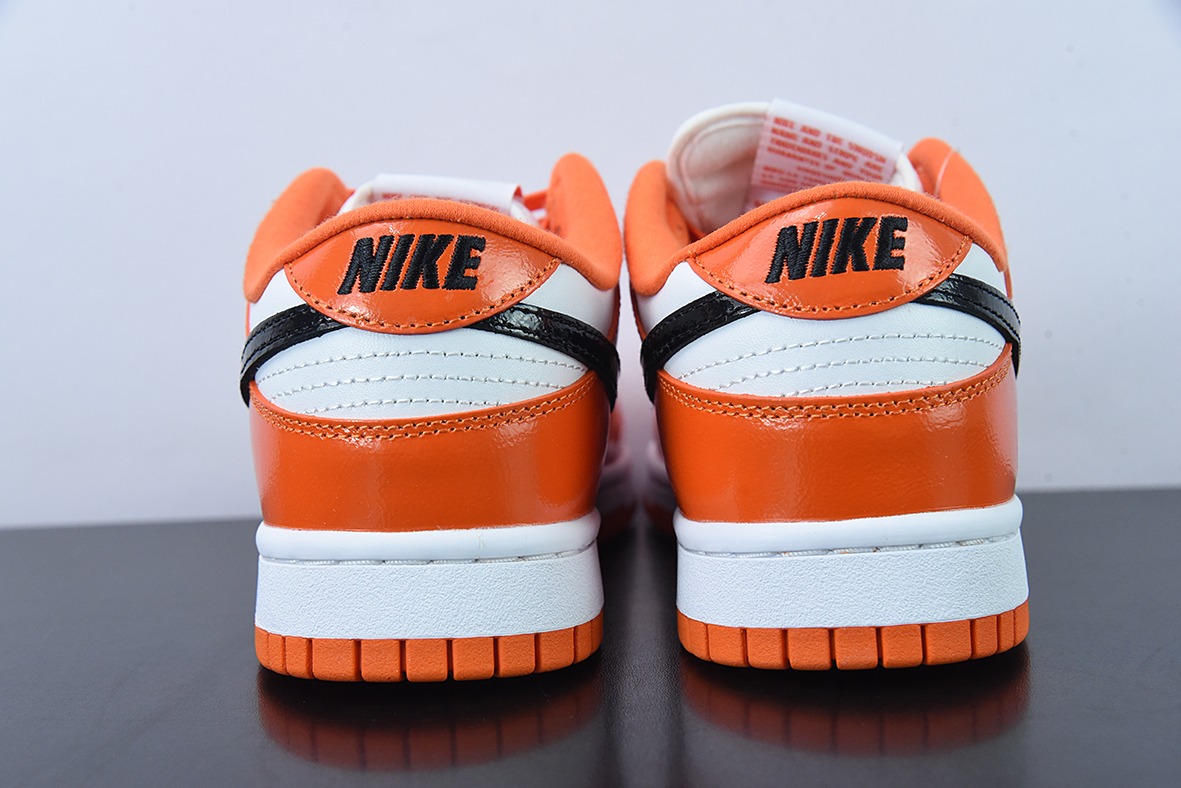 Nike SB Dunk Low  漆皮南瓜 白黑橙男女同款运动鞋板鞋 货号：DJ9955-800