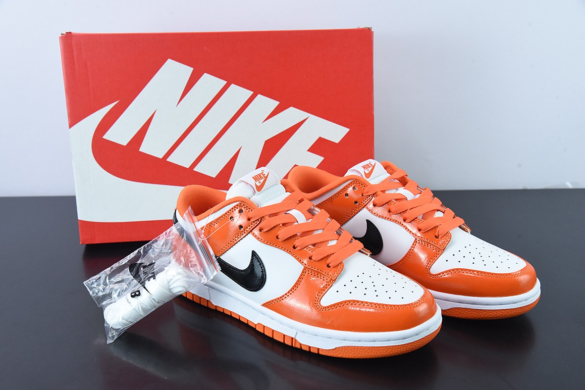 Nike SB Dunk Low  漆皮南瓜 白黑橙男女同款运动鞋板鞋 货号：DJ9955-800