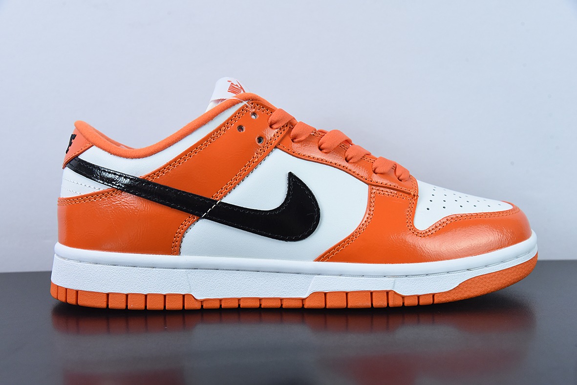 Nike SB Dunk Low  漆皮南瓜 白黑橙男女同款运动鞋板鞋 货号：DJ9955-800
