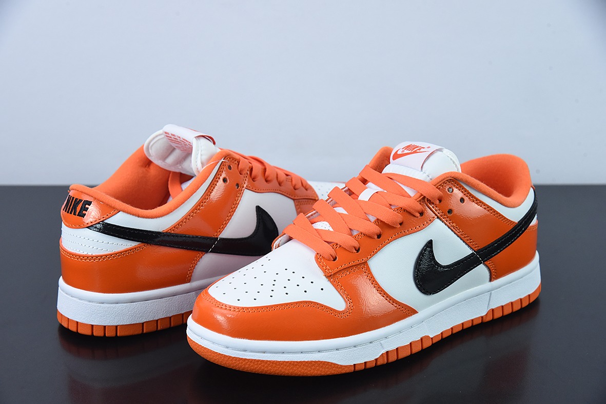 Nike SB Dunk Low  漆皮南瓜 白黑橙男女同款运动鞋板鞋 货号：DJ9955-800