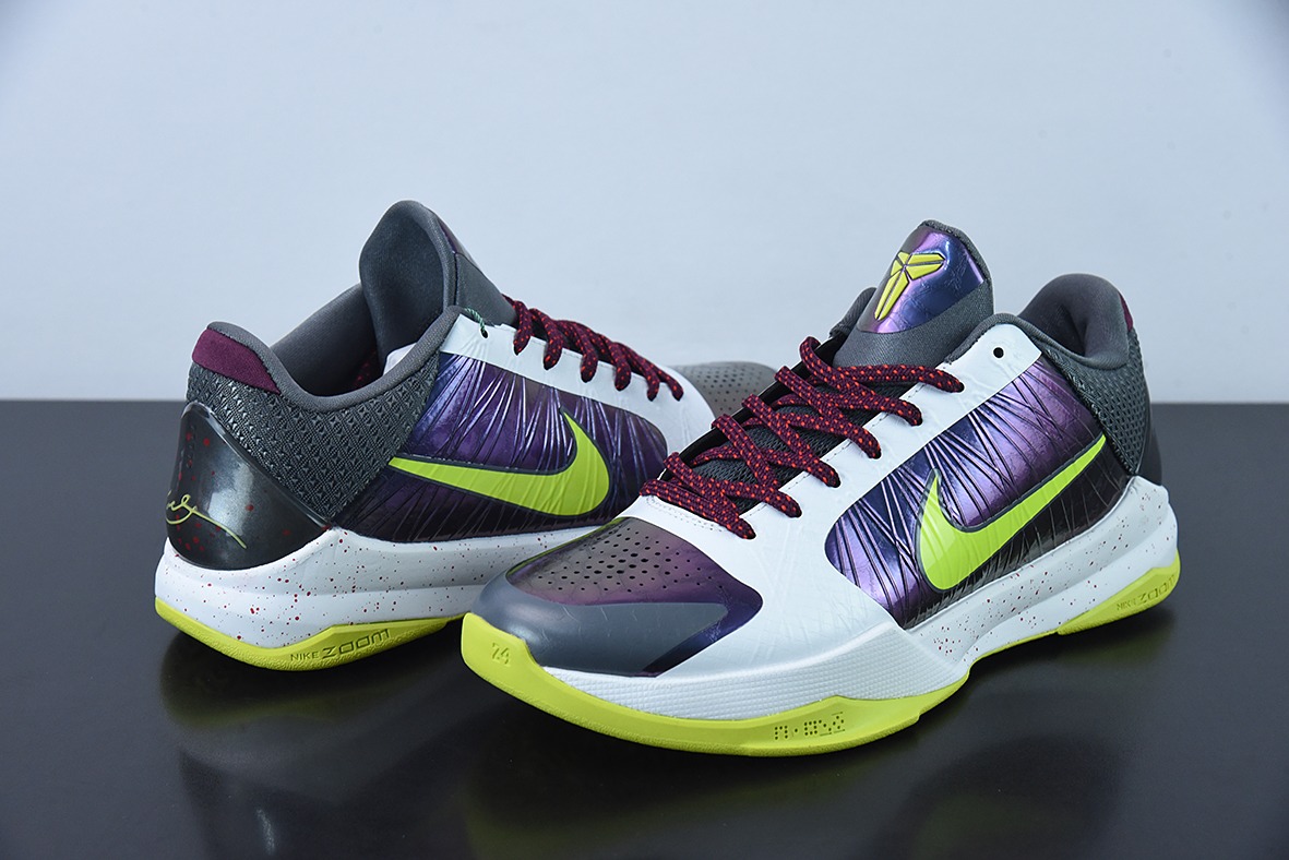 Nike Zoom Kobe 5 ZK5小丑白紫绿科比5代球鞋s2纯原版 偏小0.5-1码 货号： CD4991-100