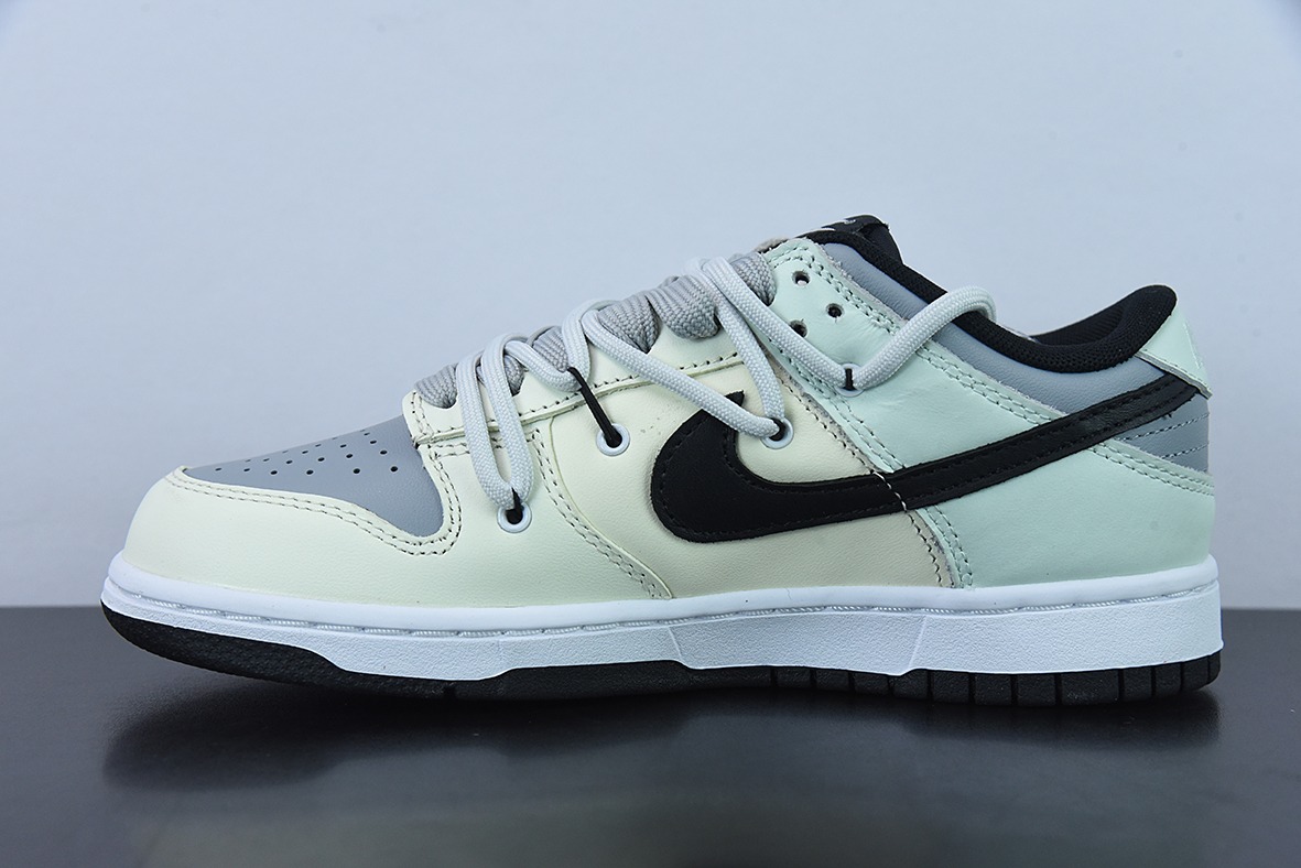 NK Dunk Low Retro 解构定制配色 米黄灰黑笑脸低帮休闲板鞋 货号：DD1391-100