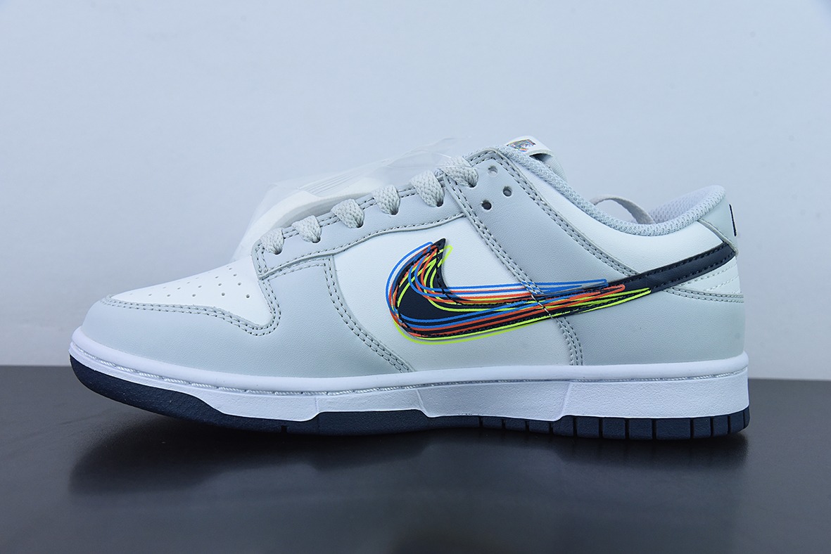 NK Dunk Low 灰白“3D Swoosh” 短鞋型货号DV6482-100