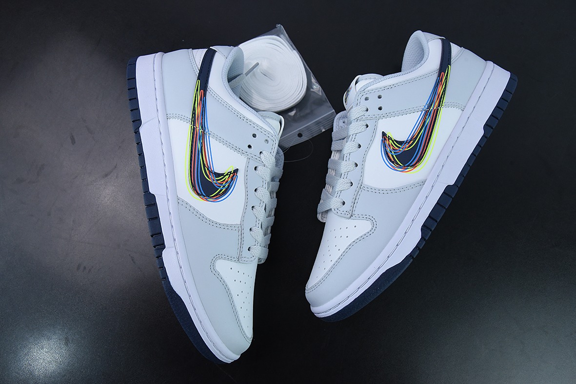 NK Dunk Low 灰白“3D Swoosh” 短鞋型货号DV6482-100