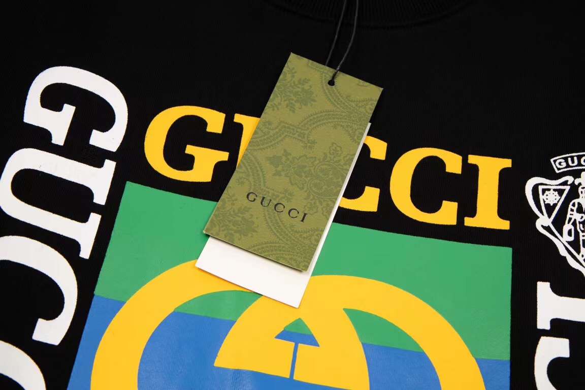 GUCCI G家 22Fw 方框字母圆领卫衣男女同款