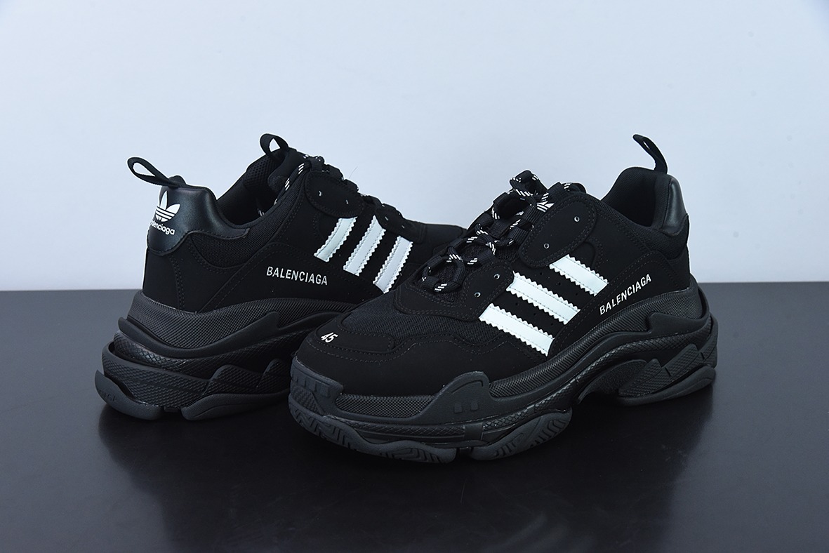 巴黎世家联名阿迪黑白 Balenciaga x Adidas 三叶草 Triple S 老爹鞋 巴黎世家运动鞋