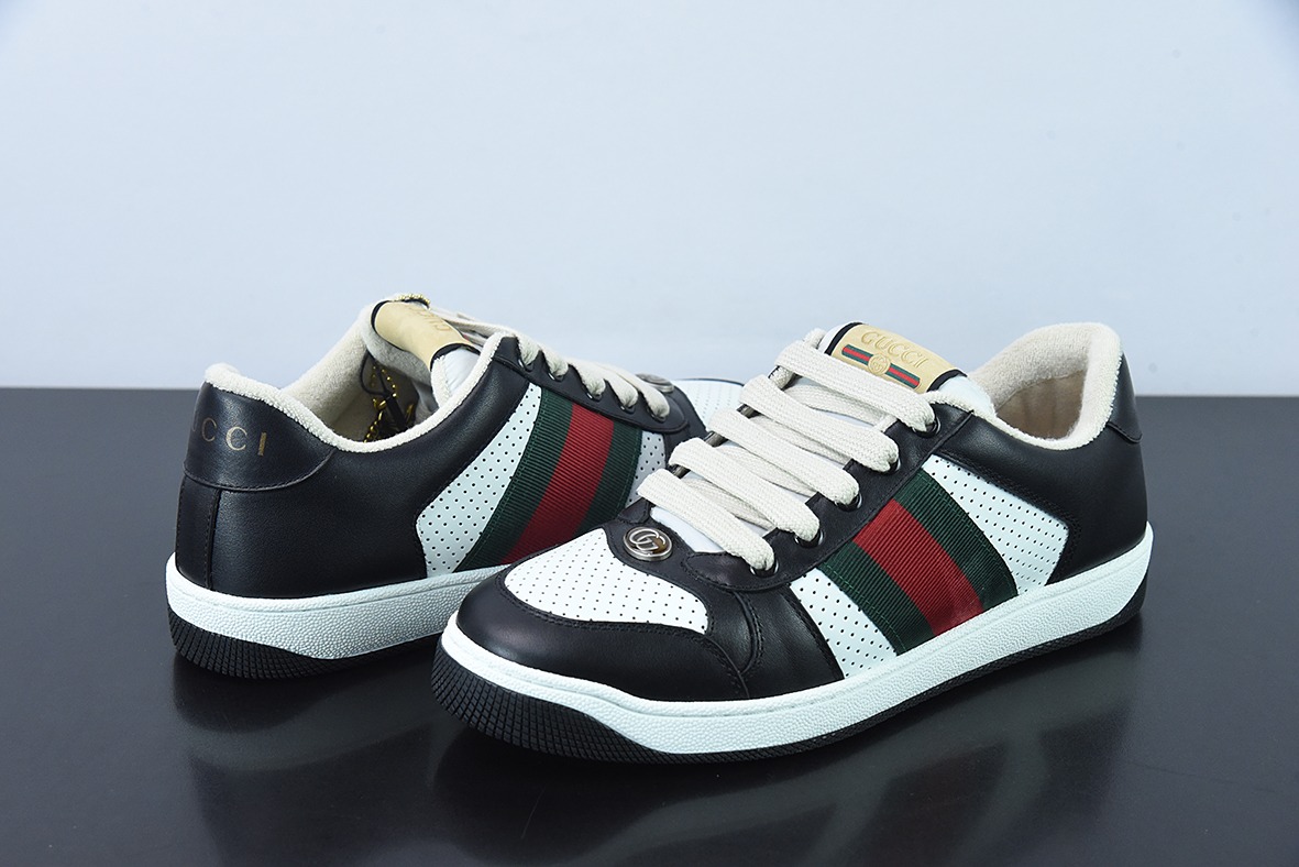 Gucci古驰小脏鞋系列Distressed Screener sneaker 经典原型复古百搭做旧小脏板鞋