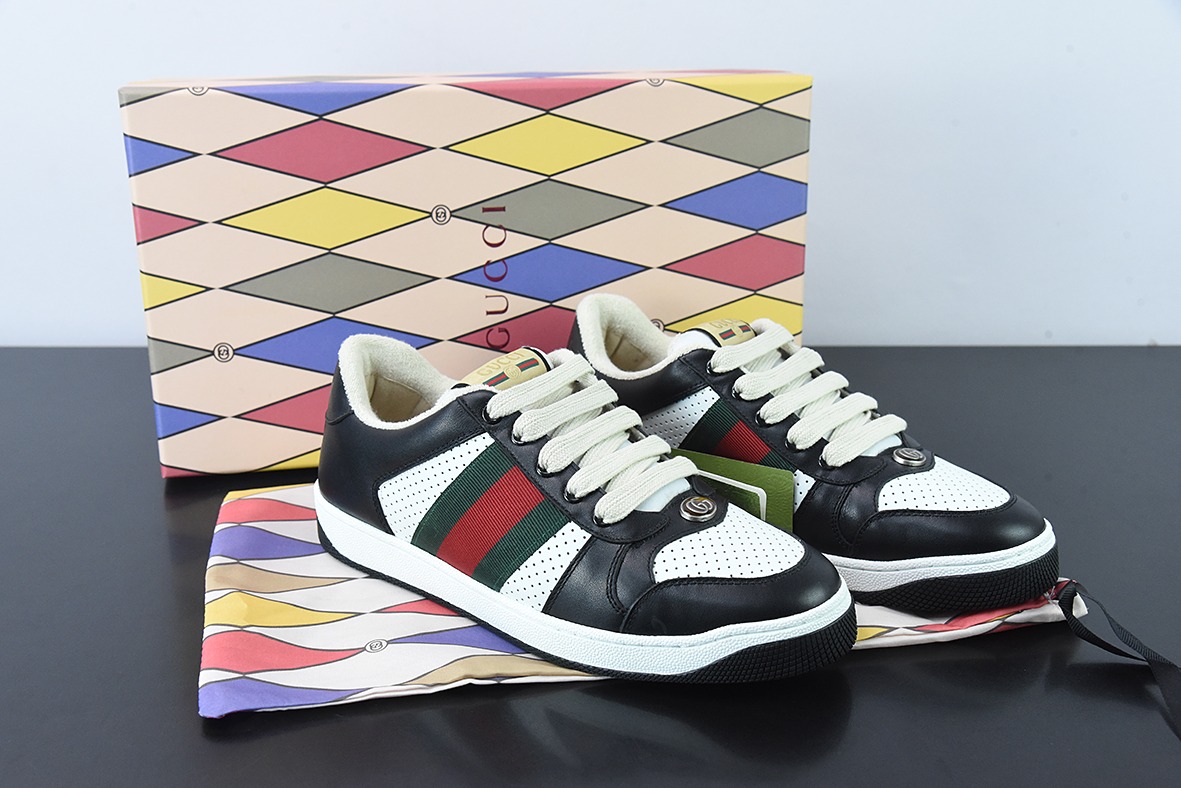 Gucci古驰小脏鞋系列Distressed Screener sneaker 经典原型复古百搭做旧小脏板鞋