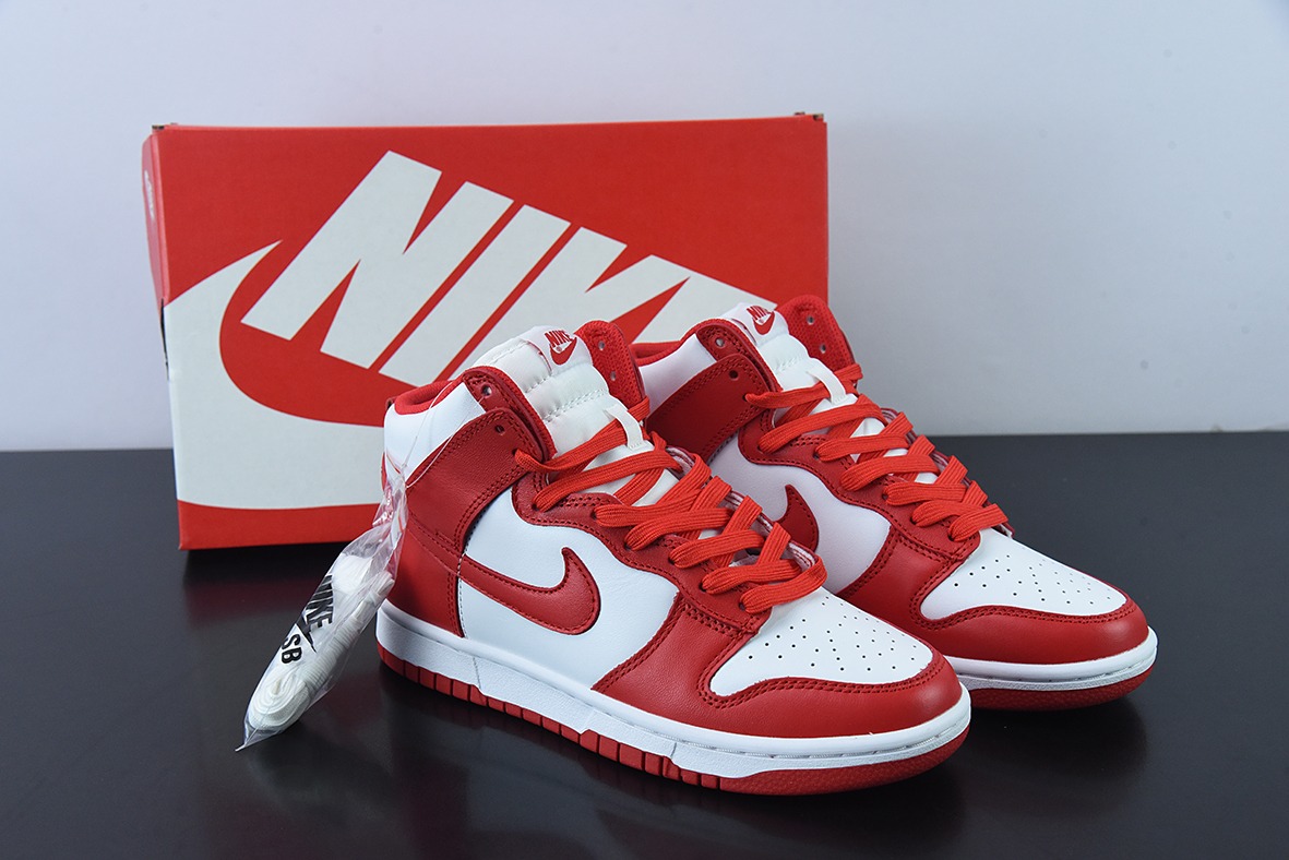 NK SB Dunk High "University Red" 大学红配色高帮男子篮球鞋 货号:DD1399 106