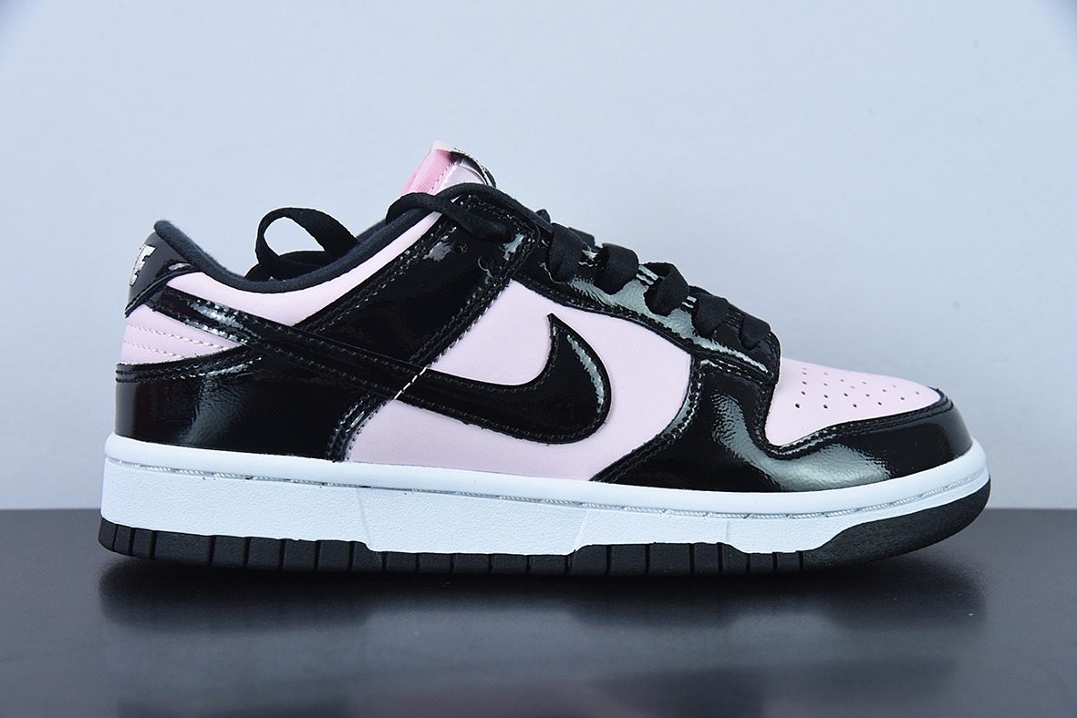 NK SB Dunk Low ESS "Pink Black"黑粉漆皮低帮休闲板鞋 货号：DJ9955-600
