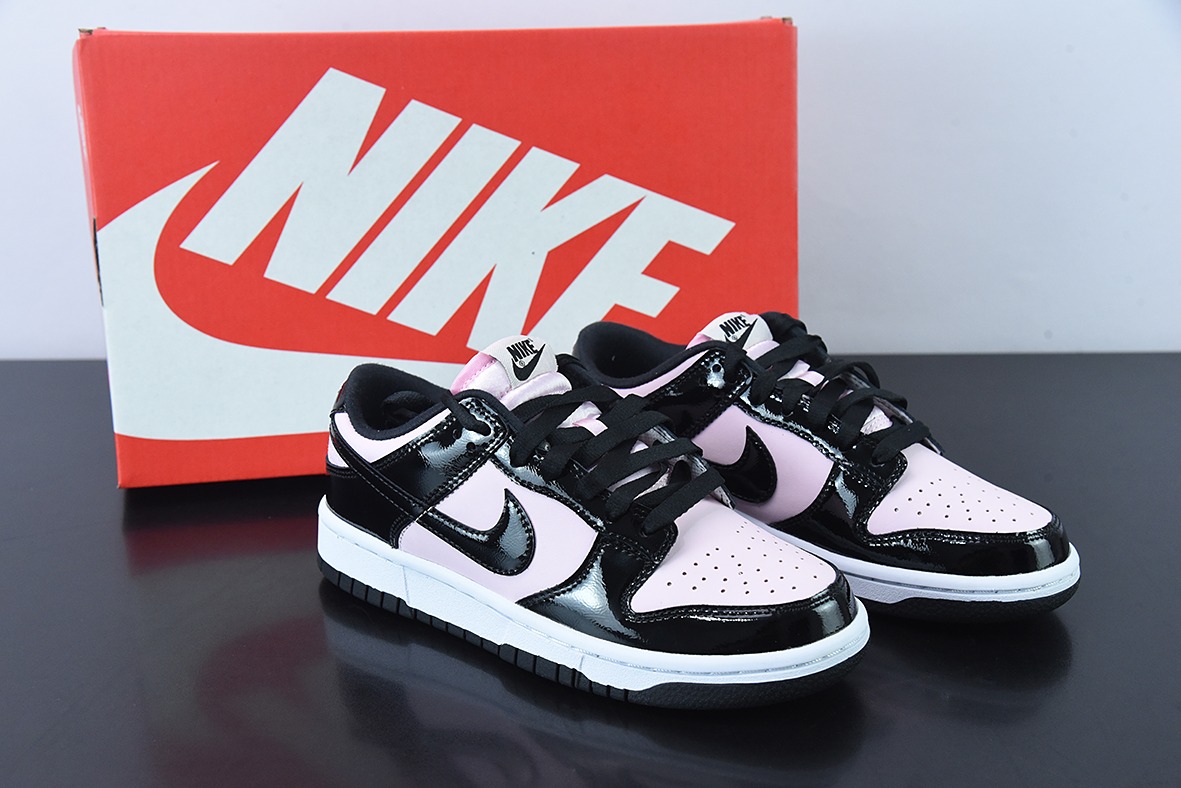 NK SB Dunk Low ESS "Pink Black"黑粉漆皮低帮休闲板鞋 货号：DJ9955-600