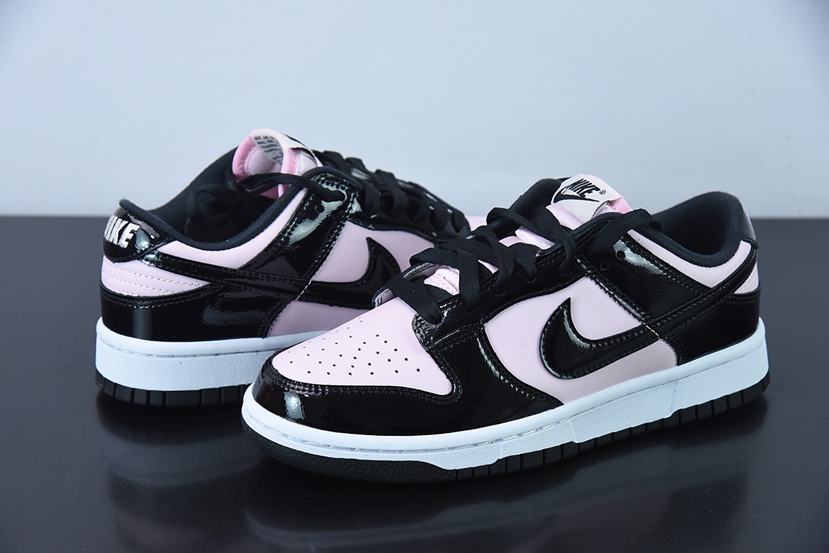 NK SB Dunk Low ESS "Pink Black"黑粉漆皮低帮休闲板鞋 货号：DJ9955-600