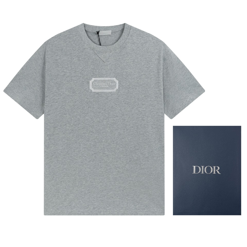 Online From China
 Dior Clothing T-Shirt Embroidery Cotton Fall/Winter Collection Short Sleeve