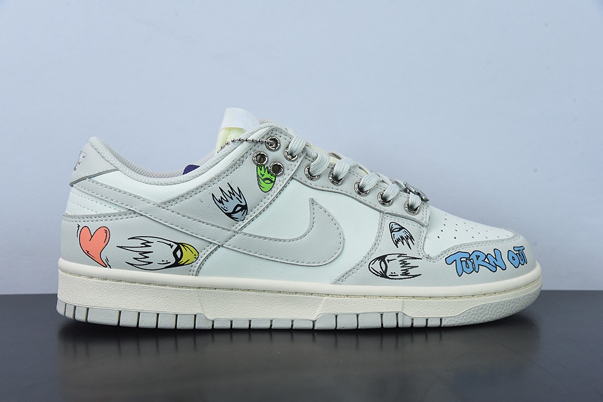 niek dunk low  灰白涂鸦 低帮休闲运动滑板板 货号：DD1503-107