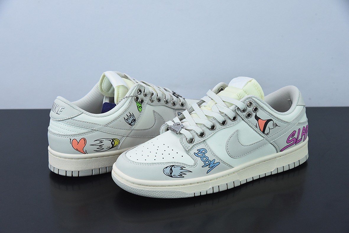niek dunk low  灰白涂鸦 低帮休闲运动滑板板 货号：DD1503-107