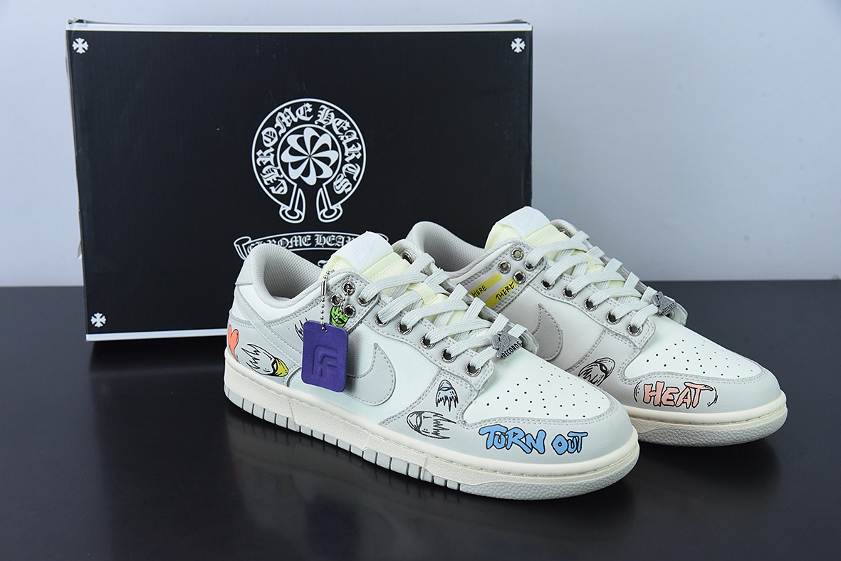 niek dunk low  灰白涂鸦 低帮休闲运动滑板板 货号：DD1503-107