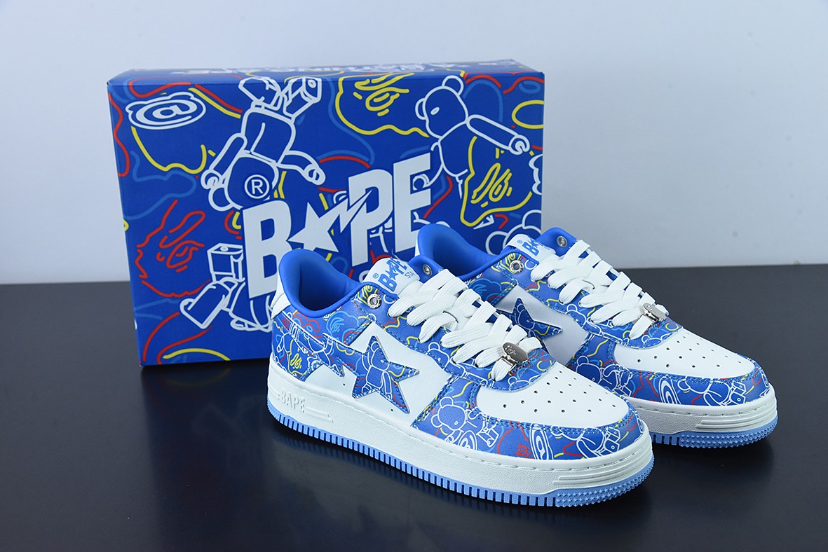 Bape x Air Force 1 '07 Low 炫蓝暴力熊男女同款休闲运动鞋 官方货号1H73191913