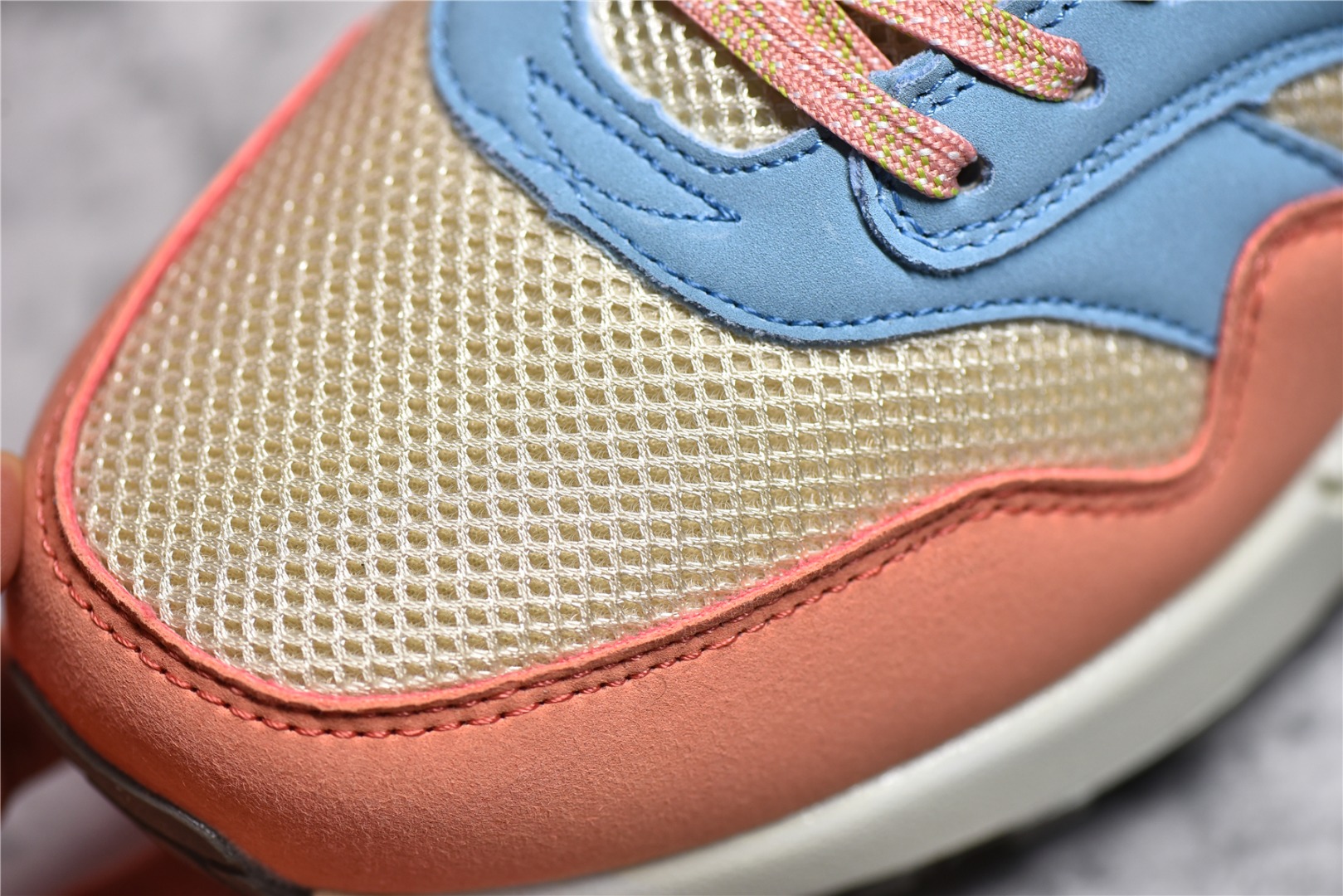 ▪️ Detalle de autenticación NK Air Max 1 zapatillas de jogging retro de air bag original rosa azul