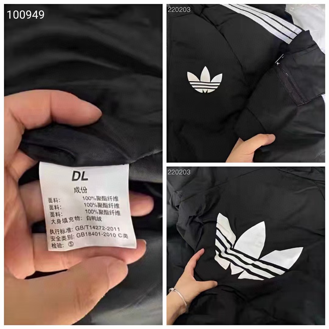 【三叶草长款三条杠羽绒服】 Adidas阿迪达斯三叶草三条杠专柜情侣款中长款羽绒服