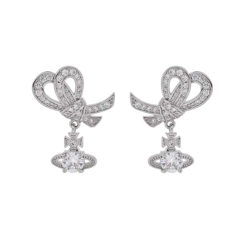 NO:103811,Queen Mother Cinthian bow four-claw Saturn earrings - Platinum, Queen Mother Cinthian earrings, earrings19860909西太后蝴蝶结四爪土星耳环-白金,西太后耳钉,earrings,Jewelry