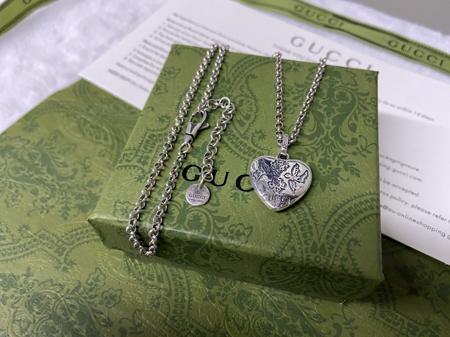 Gucci 古驰 爱无畏花鸟项链 长度：50+5CM