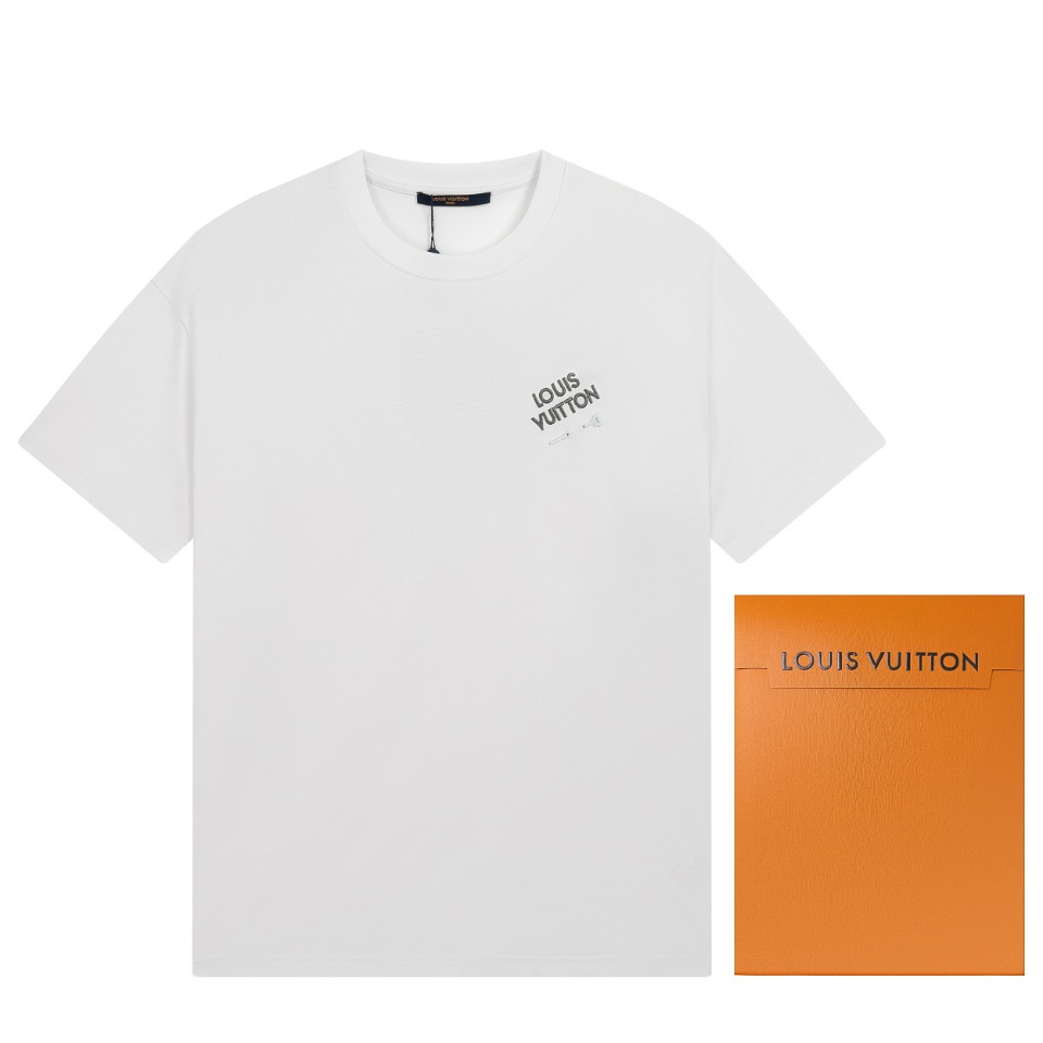 Louis’s 2023 Spring T-shirt: 3D Engraving, Heavy Cotton, Black/White, XS-S-M-L. - 图片 1