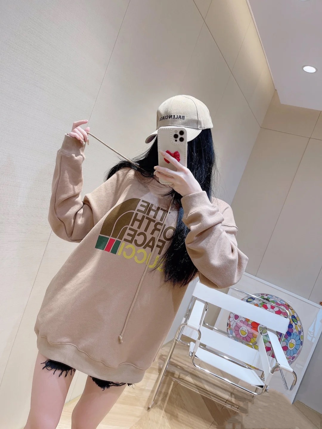 Gucci The North Face TNF联名款胸LOGO连帽卫衣