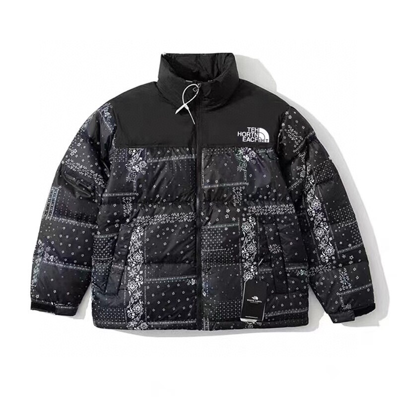 THE NORTH FACE 北面 TNF 立领小标印花腰果花拼接羽绒棉服