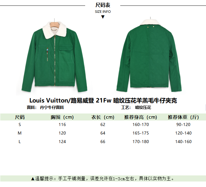 500 Louis Vuitton/路易威登 21Fw 暗纹压花羊羔毛牛仔夹克