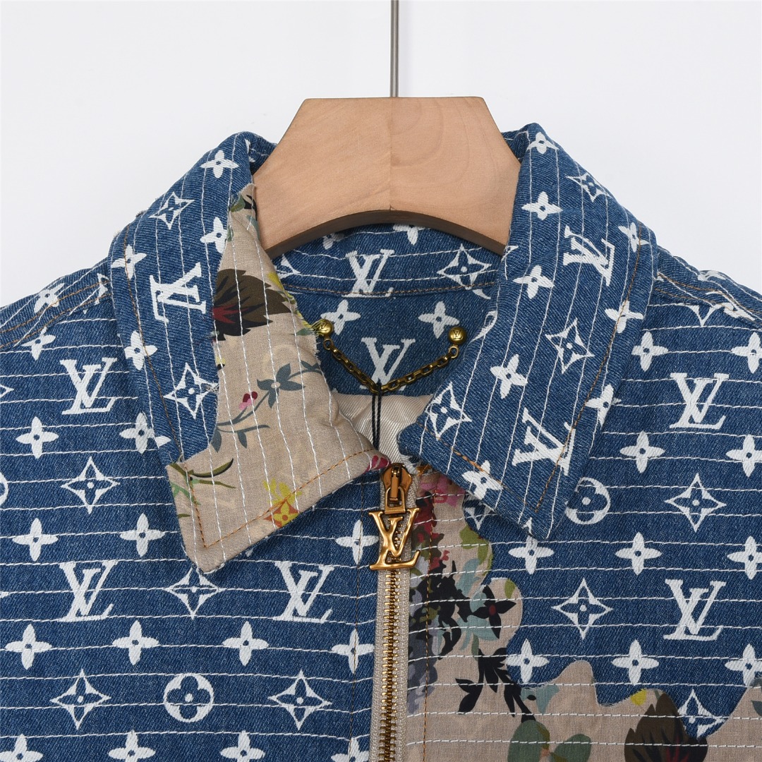 730 Louis Vuitton/路易威登 22Fw 玫瑰花卉满印牛仔棉服