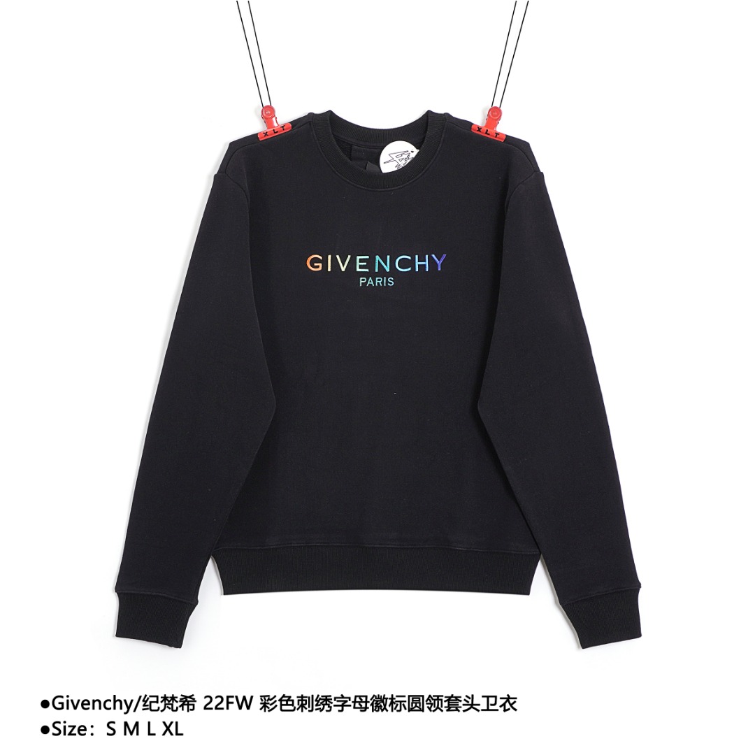 260 Givenchy/纪梵希 22FW 彩色刺绣字母徽标圆领套头卫衣