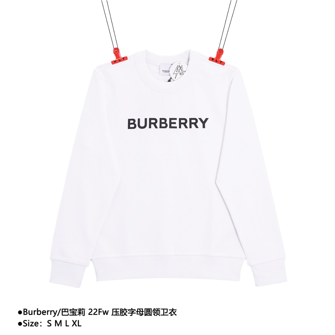 240 Burberry/巴宝莉 22Fw压胶字母圆领卫衣