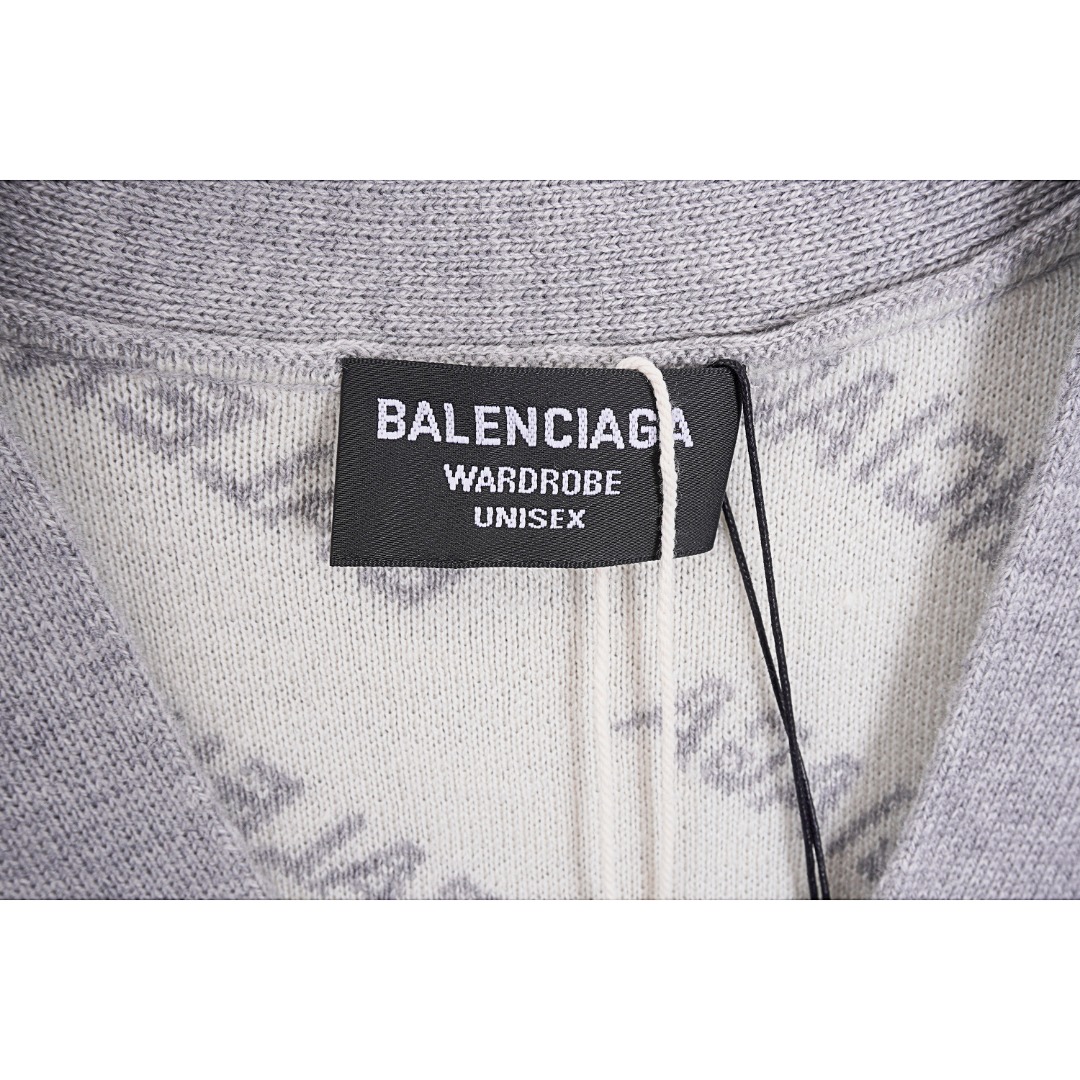 340 Balenciaga/巴黎世家 22FW 弹幕logo羊毛提花针织开衫