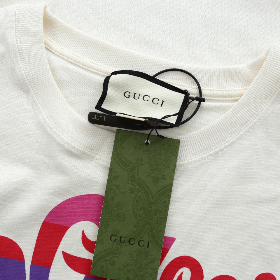 170 Gucci 古驰 Gucci Prodiged'Amour 彩虹字母印花短袖T恤