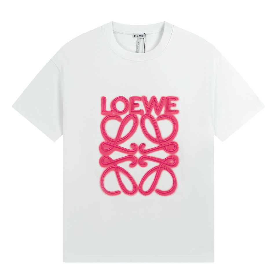 Loewe Abbigliamento T-Shirt Nero Rosa Bianco Ricamo Unisex Maniche corte