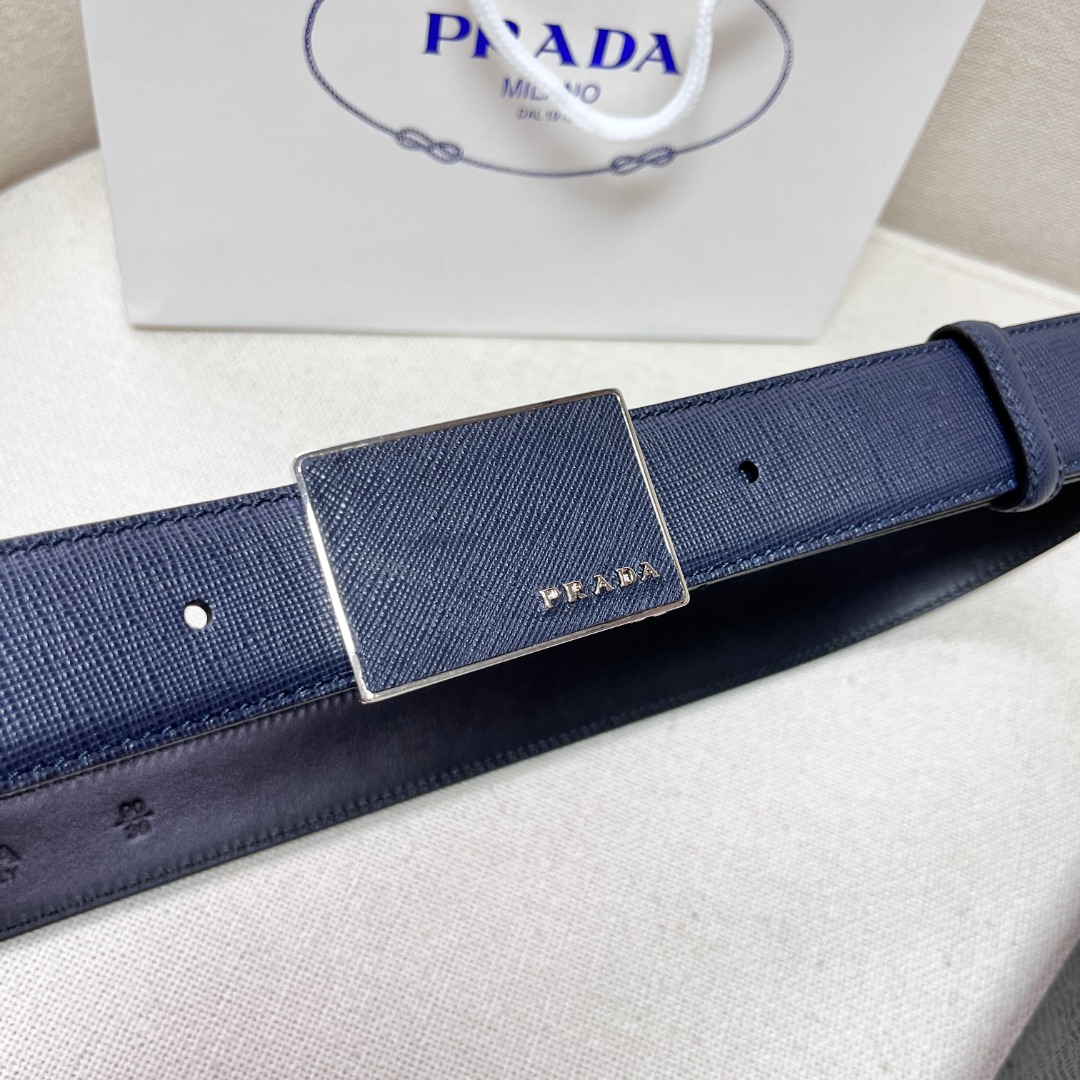 Prada Men's Saffiano Leather Belt with Metal Buckle - 3.4cm Width 3 o 1gka72mfi5mmlg6pqi1b471sac87