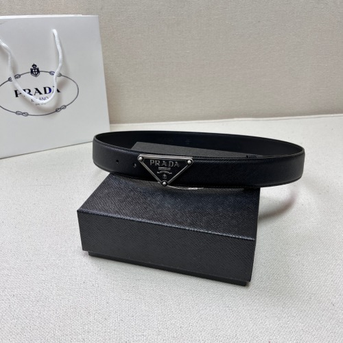 Prada Saffiano Leather Belt with Triangle Logo Buckle - Classic Style