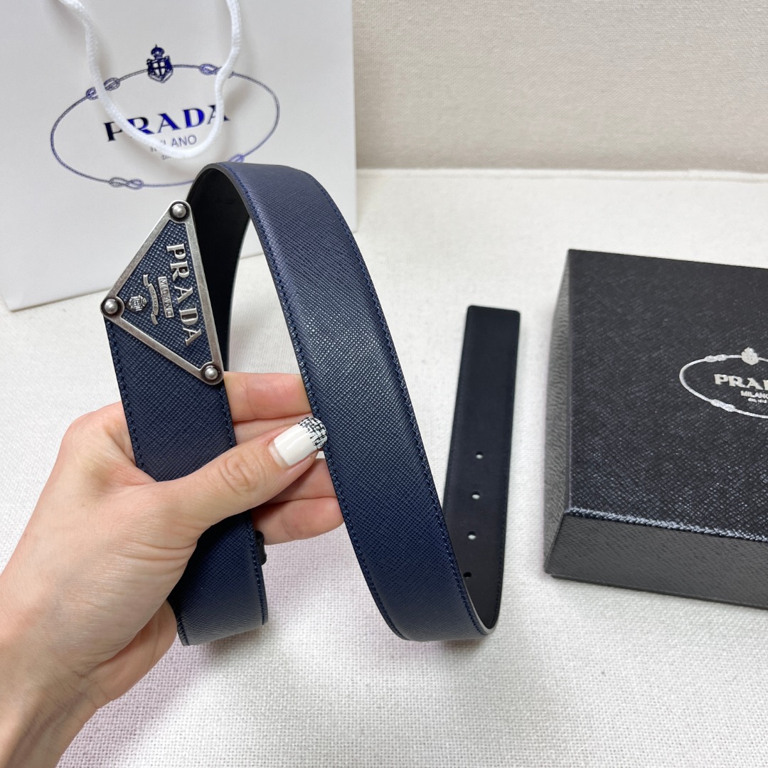 Prada Saffiano Leather Belt with Triangle Logo Buckle, 3.4cm Width 4 o 1gka7c5bn1eio16ph14uaahb1pknrs